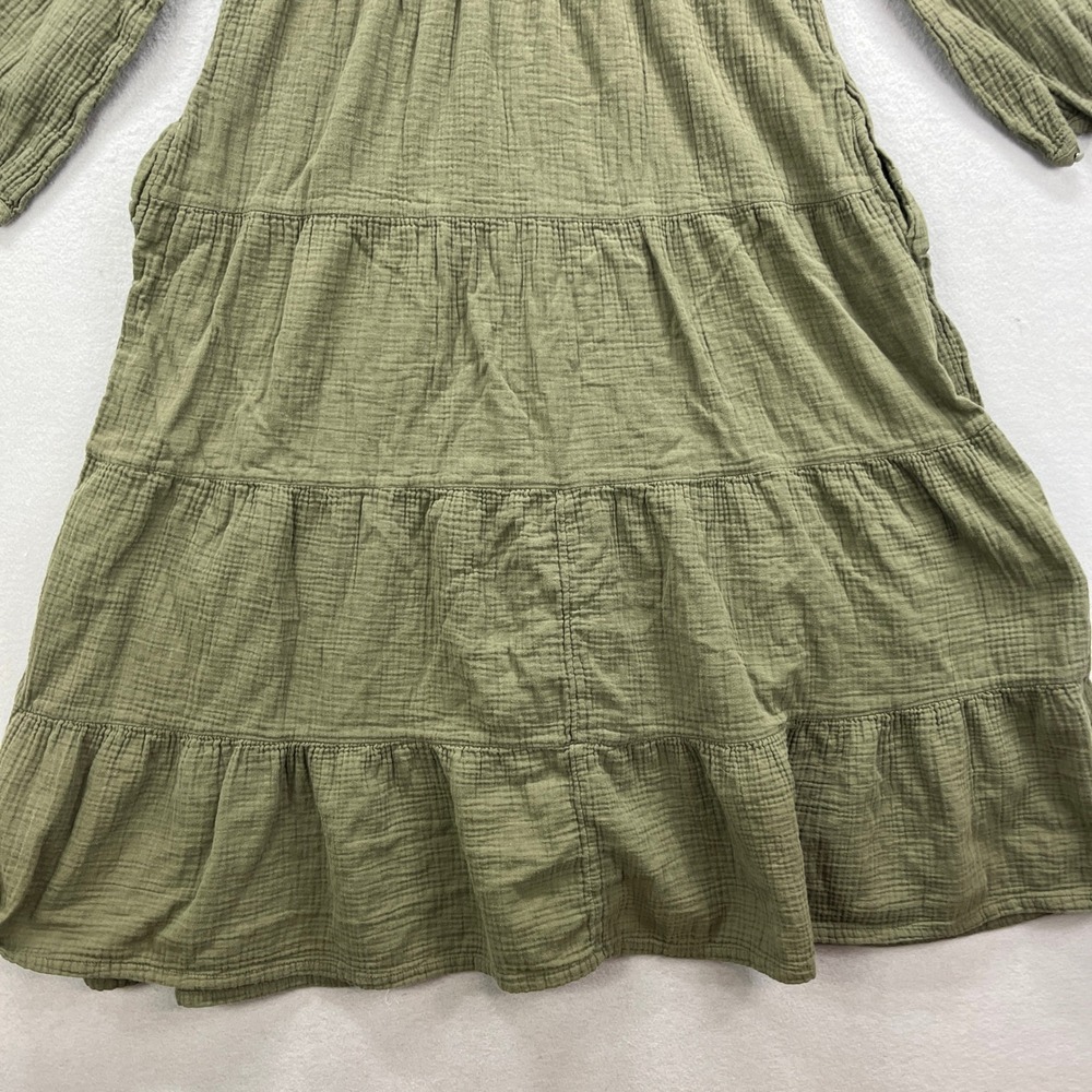 Universal Thread Tiered Maxi Dress Womens Medium Green Gauze Hippie Boho Prairie - Picture 6 of 14